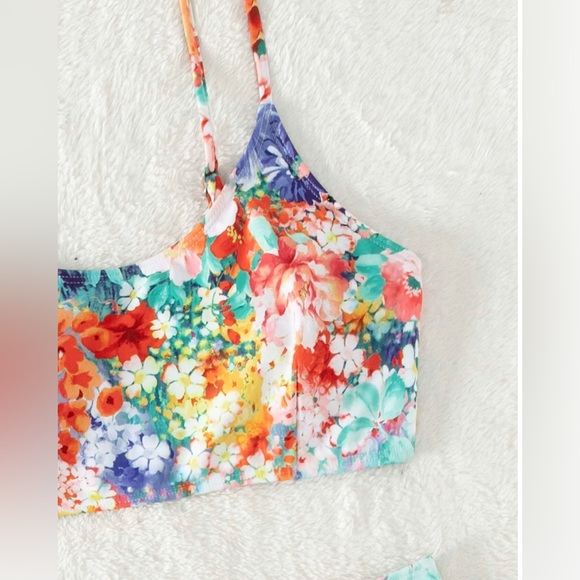 Boho Floral Print High Waisted Bikini Swimsuit - Picture 6 of 8